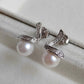 7.3mm Genuine Japanese akoya pearls round classic earrings