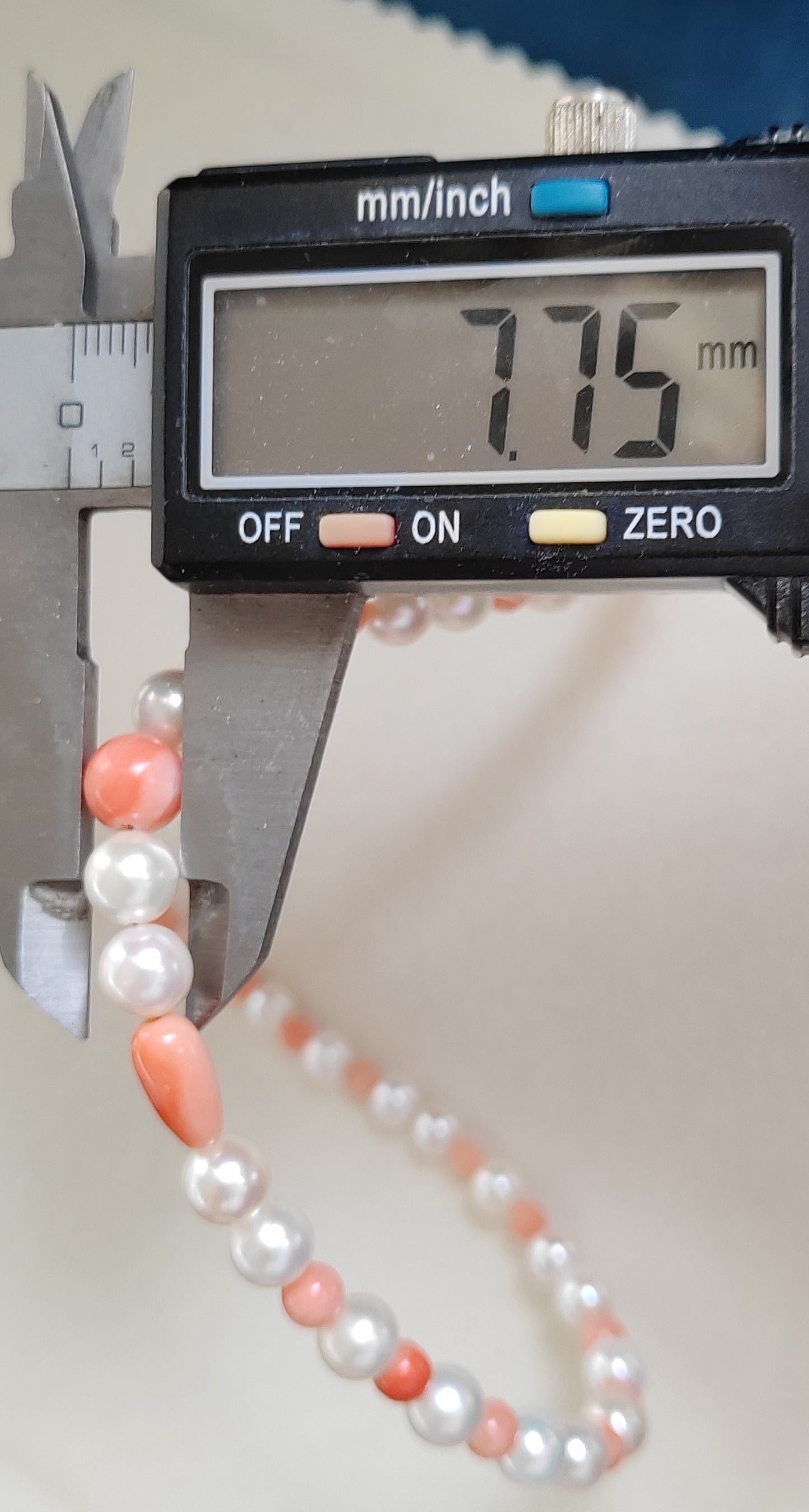 Genuine Japanese akoya pearls and coral necklace 3.3-7.7mm