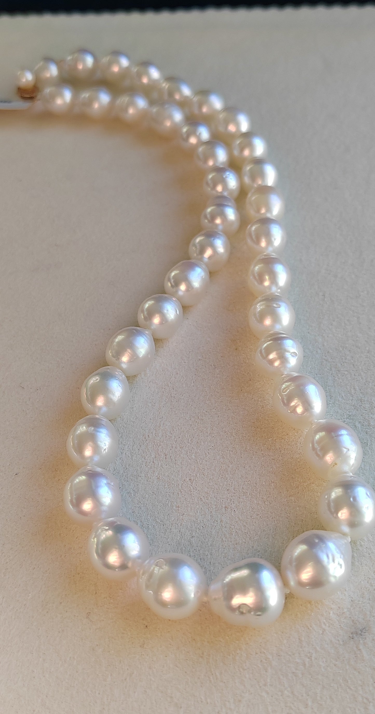 9-10.8mm Genuine Australian south sea white pearls 14k gold necklace