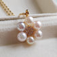 'Pleasure Blossom' 18k gold pendant genuine Japanese akoya pearls