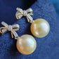 18k gold earrings genuine golden south sea pearls 10mm round