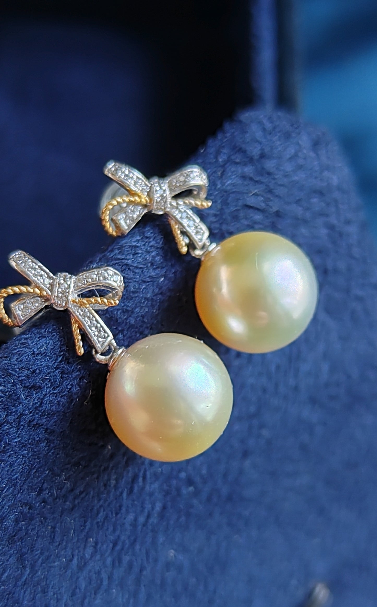18k gold earrings genuine golden south sea pearls 10mm round