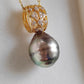 11.2x13.6mm Genuine Mangareva Tahitian sea pearl 'Light Neon' pendant