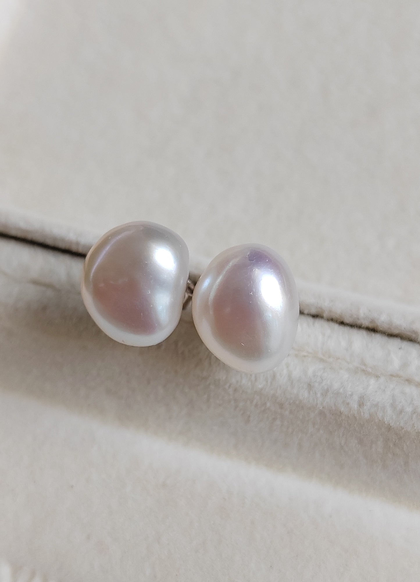9mm Genuine freshwater Keshi pearls essential earrings studs silver