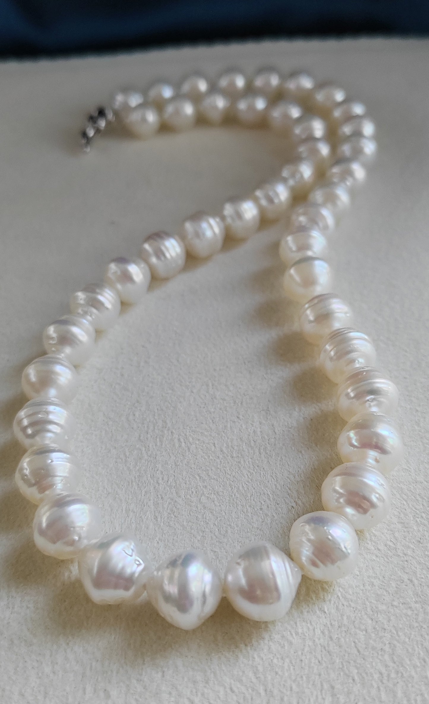 9-10.5mm Genuine Australian south sea white pearls baroque strand necklace