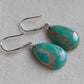 13x18mm Natural Morenci Turquoise French style earrings silver