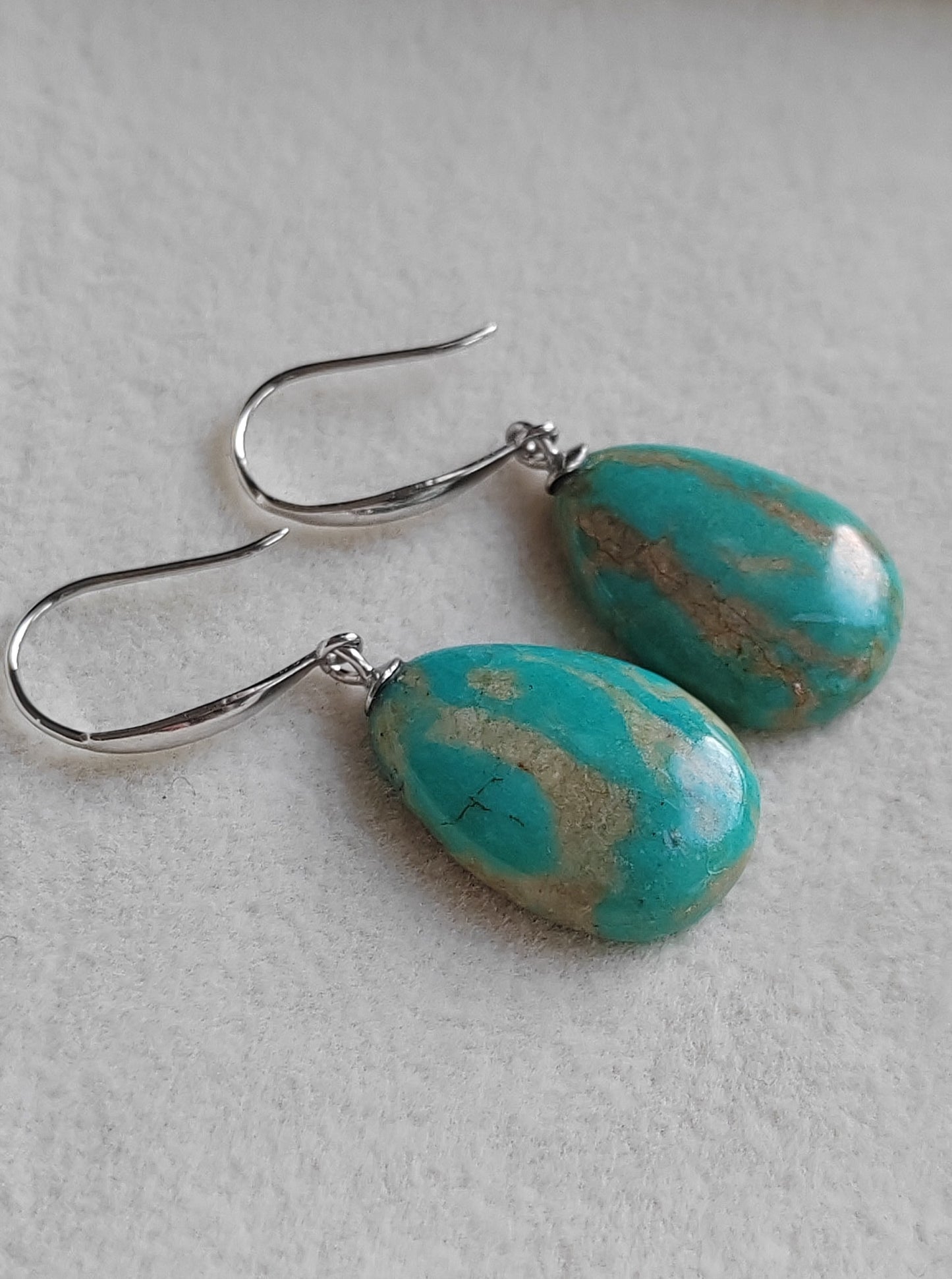 13x18mm Natural Morenci Turquoise French style earrings silver