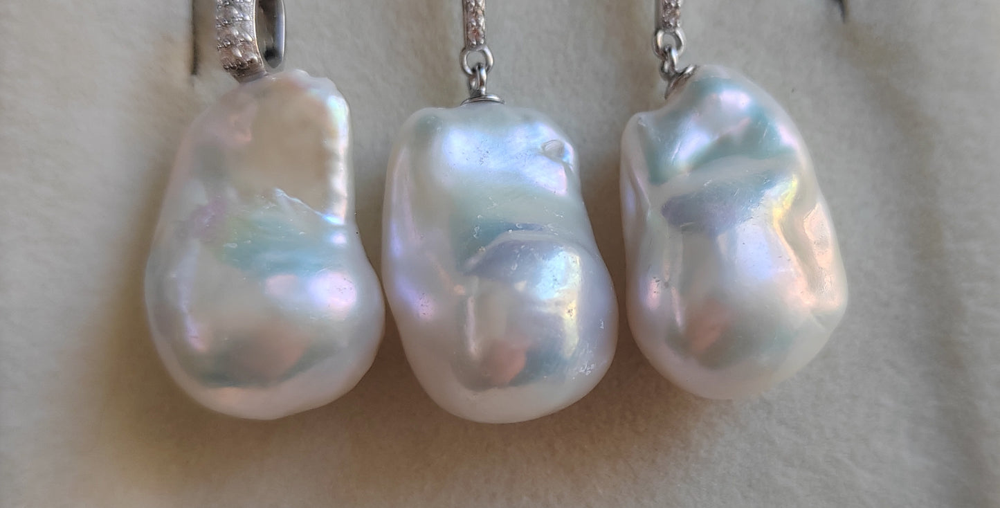 Classic baroque jewellry set Genuine freshwater pearls 13.9-15.2mm