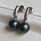 9.9mm Genuine tahitian south sea pearls round classic earrings sterling silver