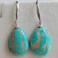 13x18mm Natural Morenci Turquoise French style earrings silver