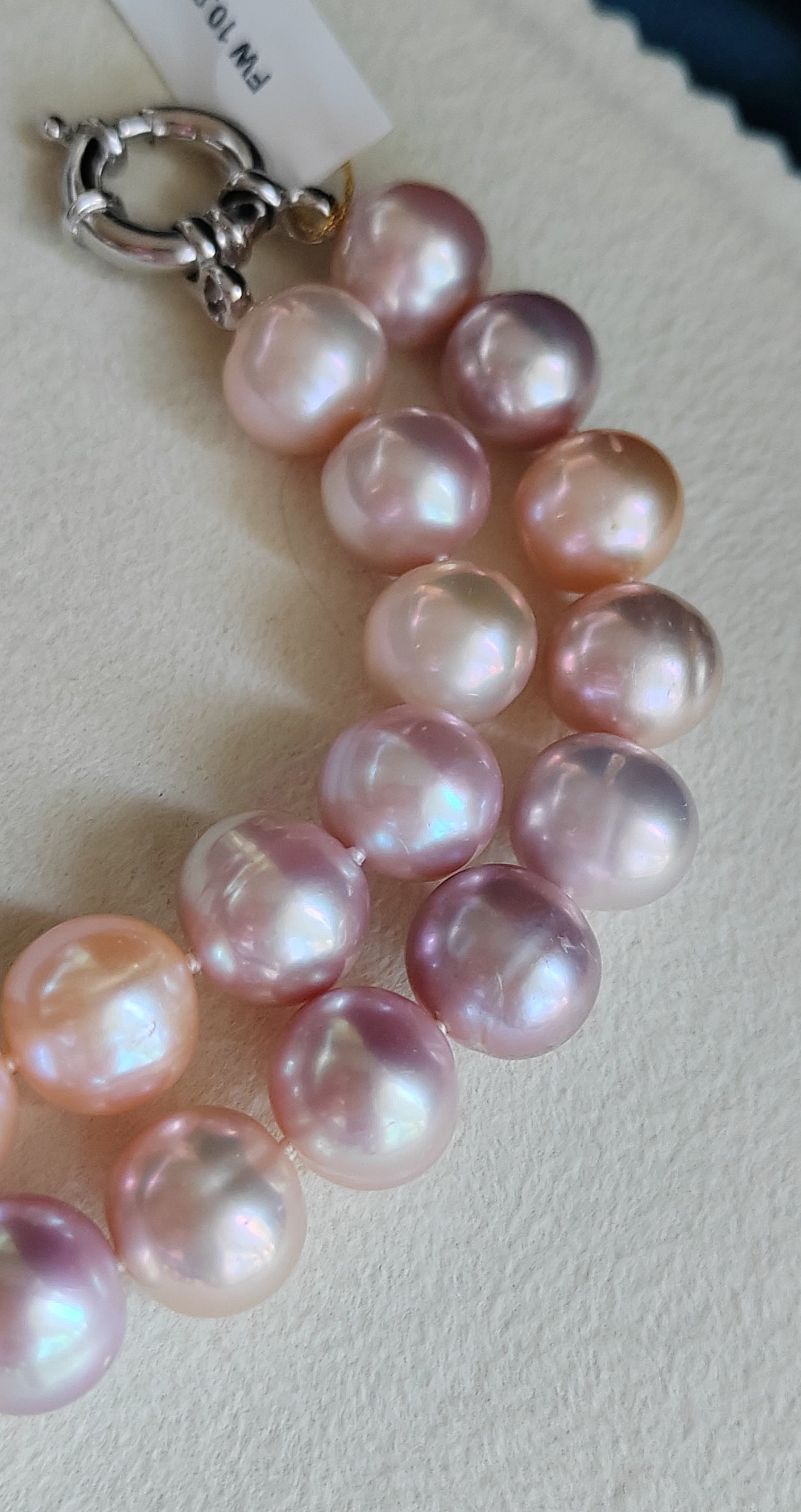 'Rainbow' necklace 10.8-13mm Genuine freshwater pearls