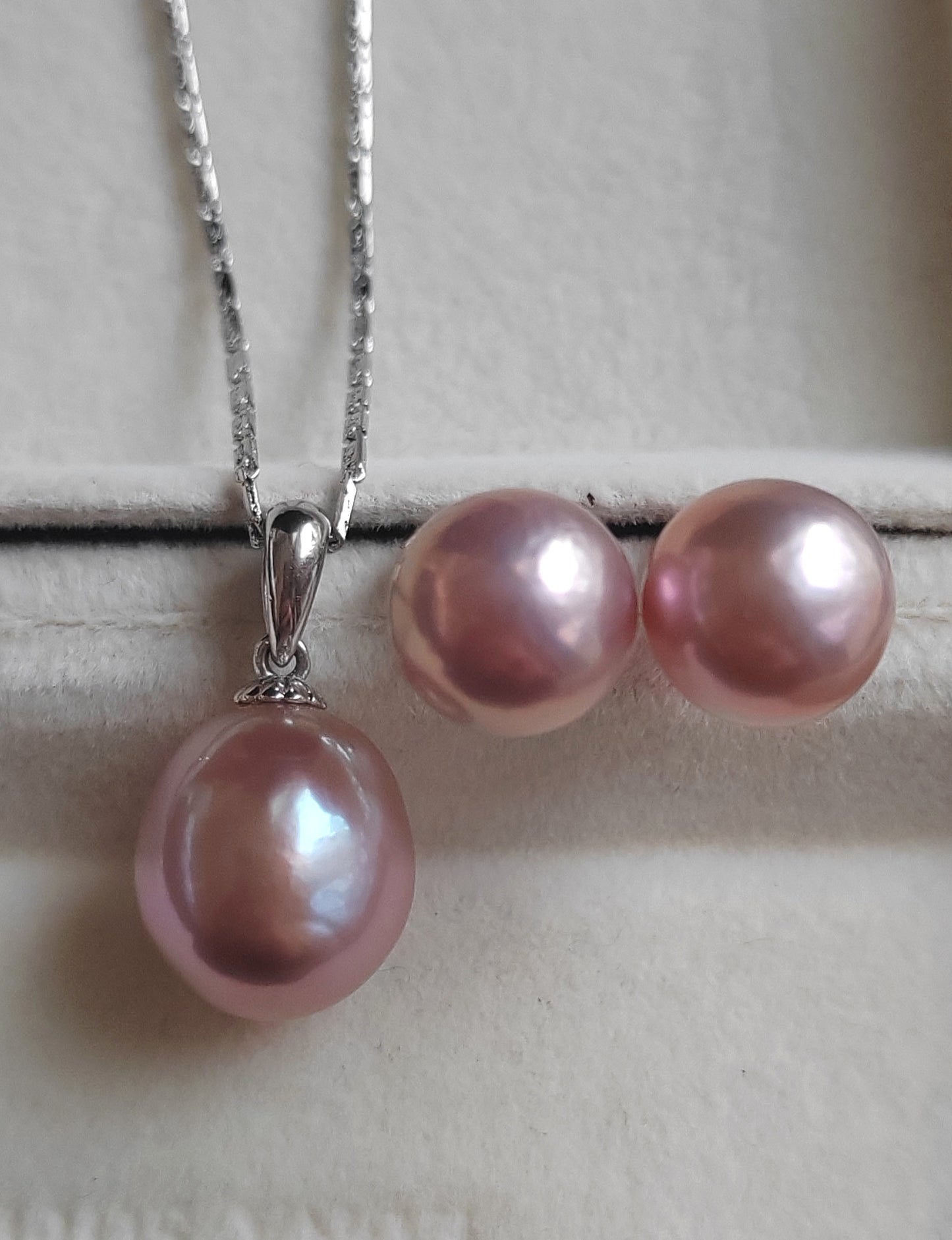 Classic silver Jewellry set Genuine freshwater pearl 9.9-12mm