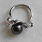 9.3mm Genuine tahitian south sea pearl silver wave ring