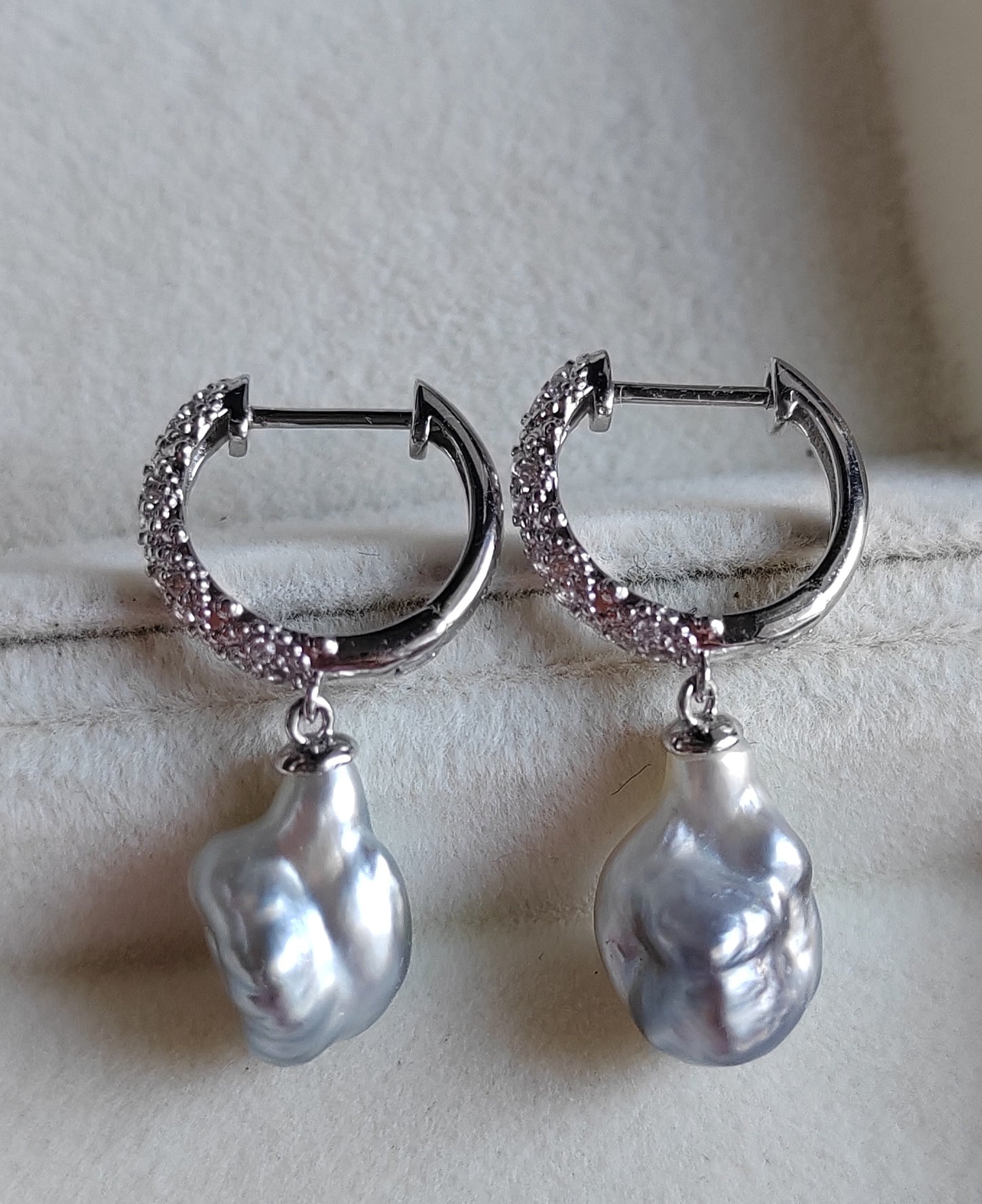 'Wild Lily' Genuine south sea Keshi pearl fairy hoop earrings