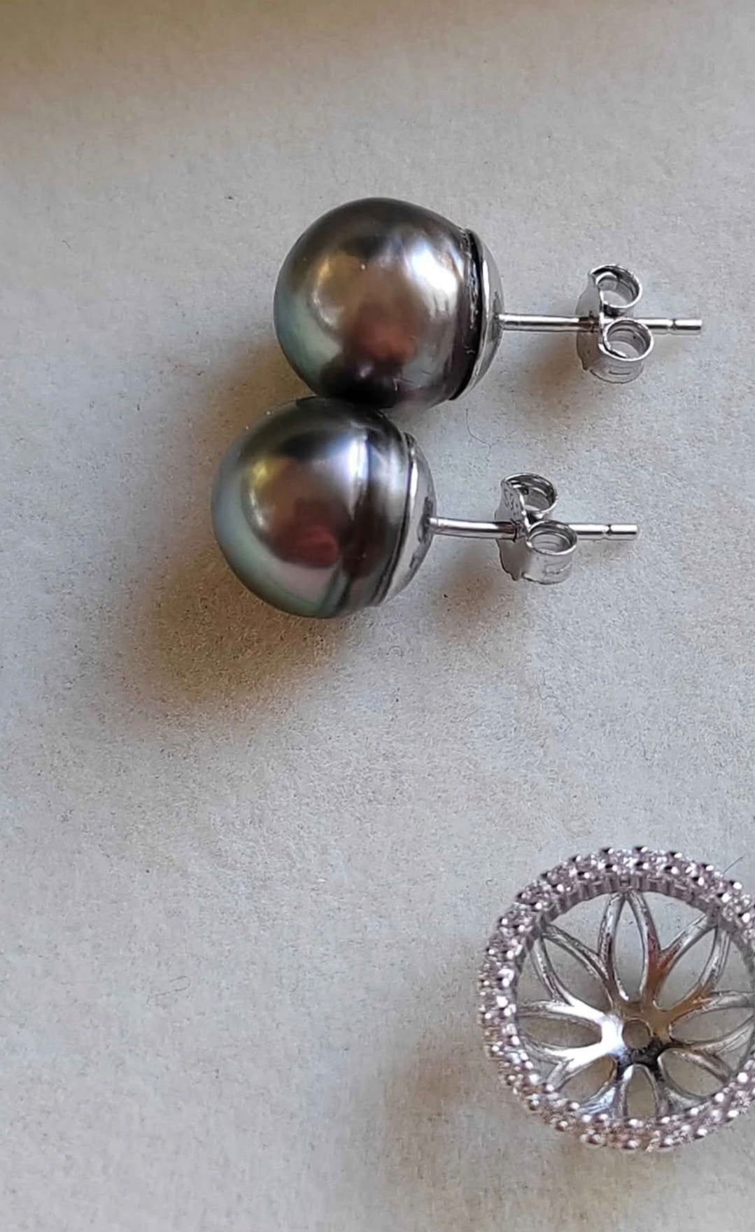 10.1mm Genuine tahitian sea pearls two way earrings