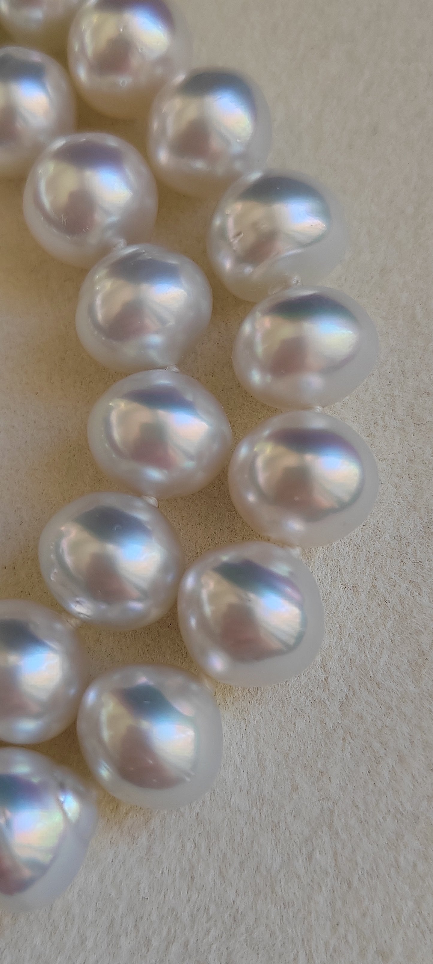 11-12.7mm Genuine south sea white pearl necklace 9K gold