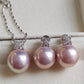 'Silver Clovers' jewelry set Genuine freshwater pearls 13-13.4mm