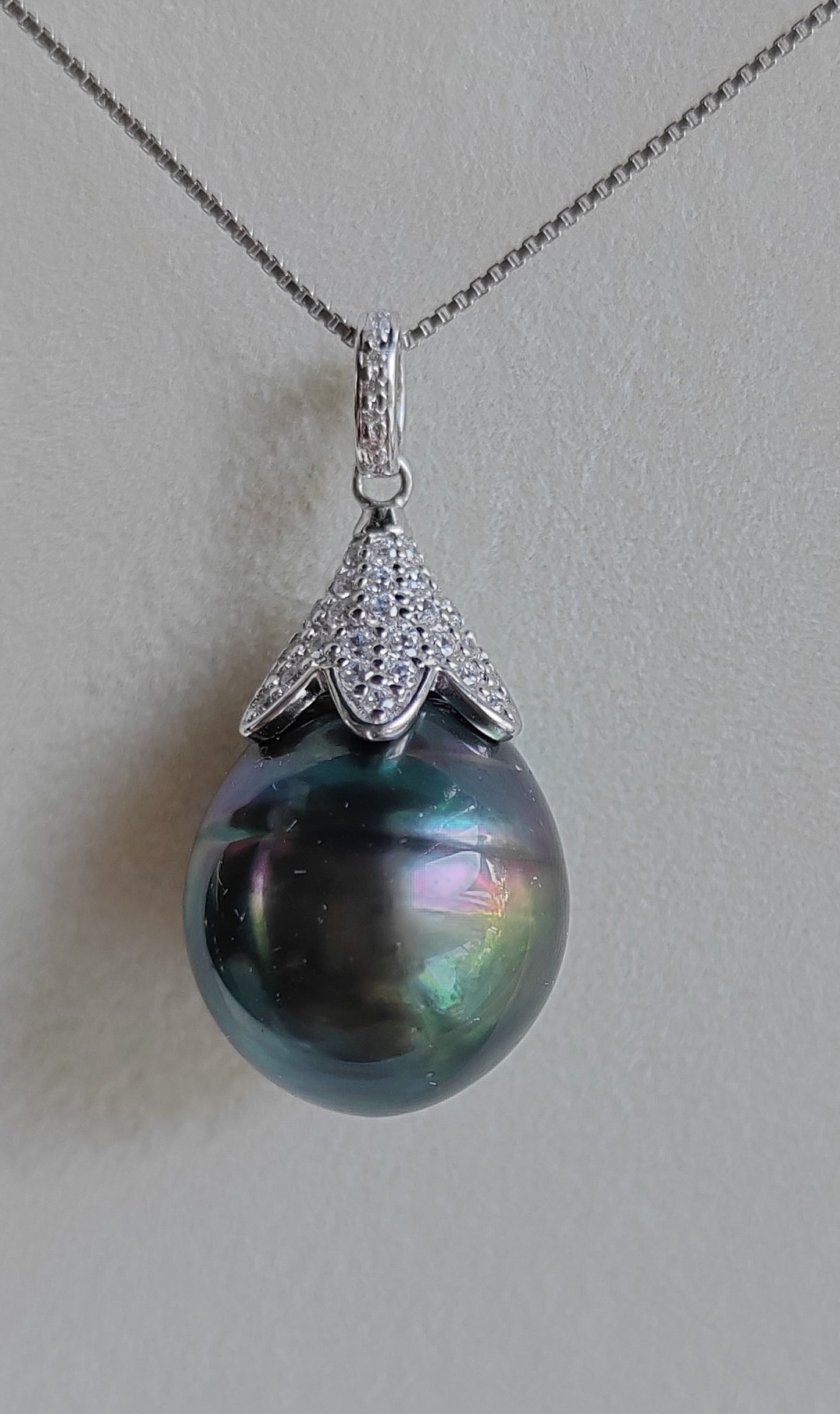 13.3mm Genuine tahitian south sea pearl pendant with chain necklace
