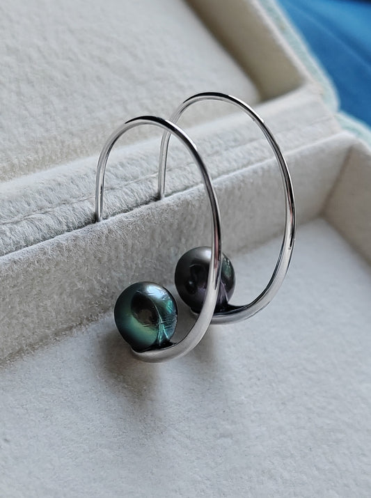 8.1mm Genuine tahitian south sea pearls classic hooms earrings