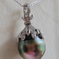 16.3x20mm Genuine tahitian sea pearl enhancer necklace silver