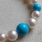 14k gold necklace Natural Sleeping Beauty Turquoise and Genuine Japanese akoya pearls