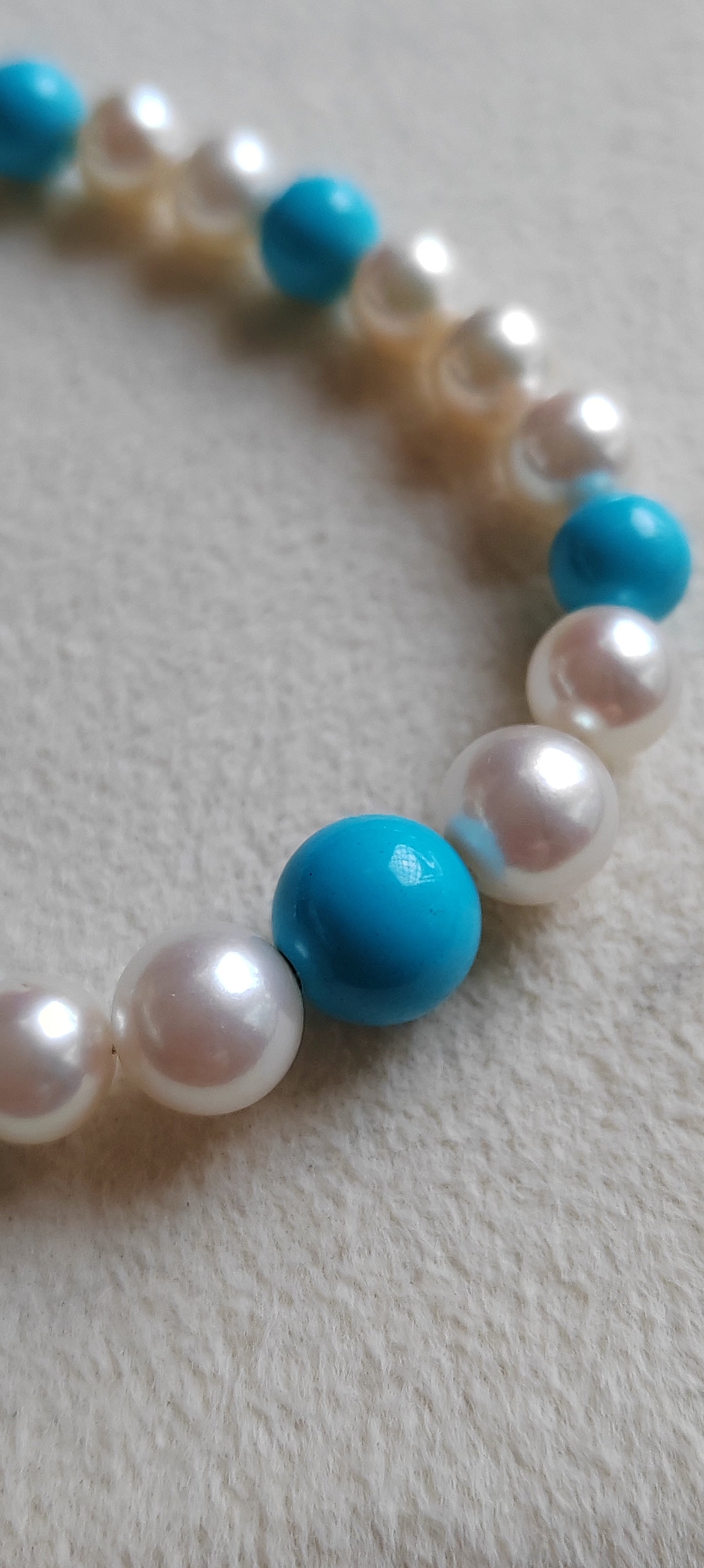 14k gold necklace Natural Sleeping Beauty Turquoise and Genuine Japanese akoya pearls