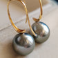 10mm Genuine Tahitian Mangareva pearl AAA 18ct gold French hook earrings