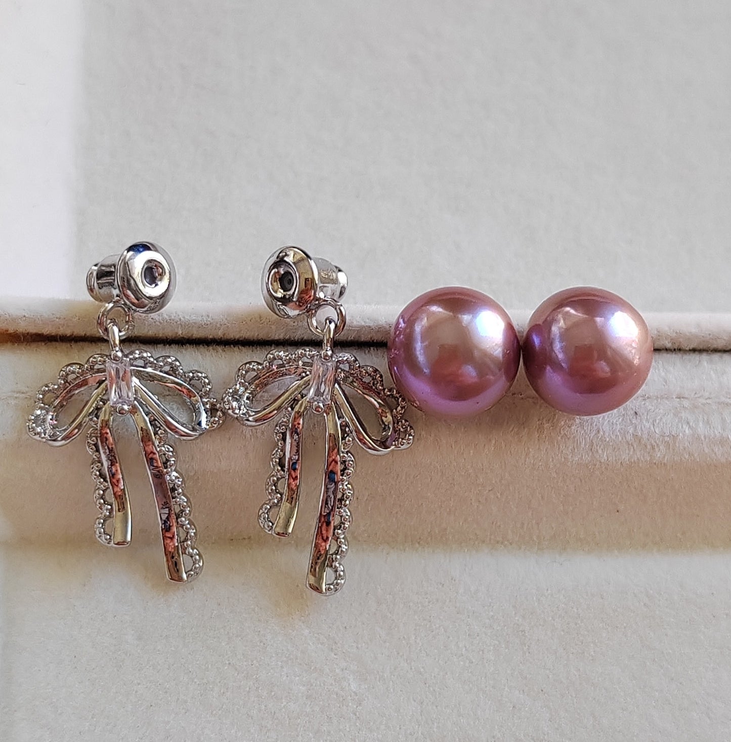 8.9mm Genuine freshwater pearls classic earrings studs silver