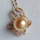 'Rococo' 14k gold pendant genuine golden south sea pearl 12.8mm Round