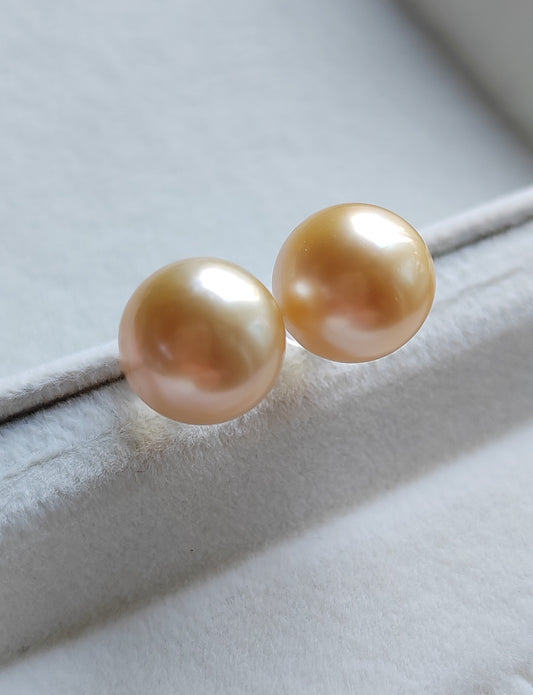 14k gold essential earrings genuine golden south sea pearls 10.5mm