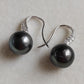 10.4mm Genuine tahitian south sea pearls round classic earrings sterling silver