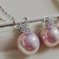 'Silver Clovers' jewelry set Genuine freshwater pearls 13-13.4mm