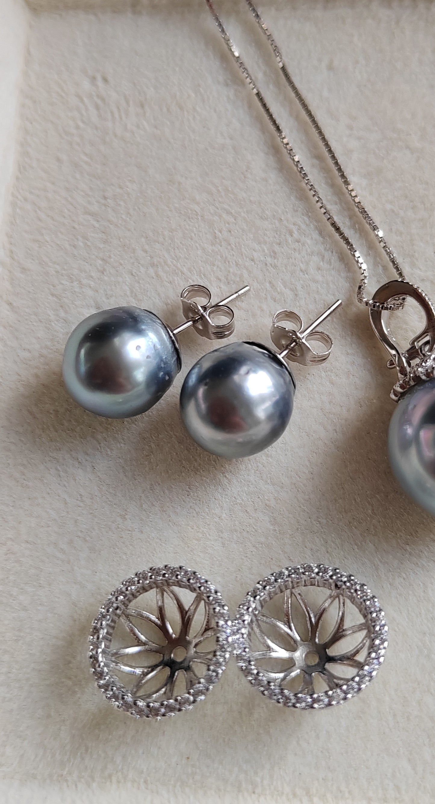 Classic Jewellry set Genuine tahitian sea pearls 10.3-13.1mm
