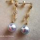'Blue Moon' earrings 18k gold genuine Japanese akoya pearls 8mm AAAA