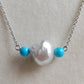 'Wild' Natural Turquoise genuine Australian south sea Keshi pearl necklace