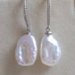 10.8mm Genuine freshwater Keshi pearls classic dangling earrings