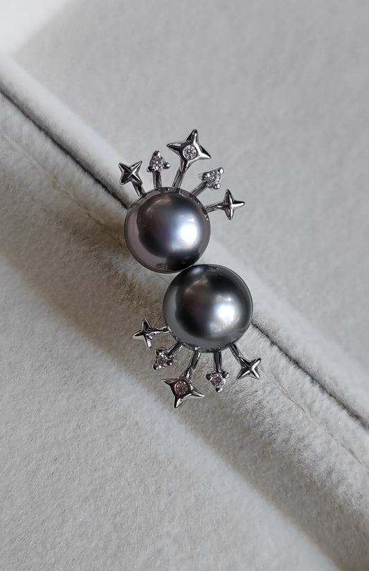 'Mercury' Earrings genuine tahitian south sea pearls 9.1mm