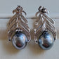'Blue bird' earrings genuine tahitian south sea pearls 9.7mm