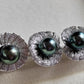 'Green lotus' earrings genuine tahitian south sea pearls 9.1mm