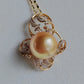 'Rococo' 14k gold pendant genuine golden south sea pearl 12.8mm Round