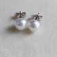 Silver earrings studs genuine freshwater pearls 6-6.5mm