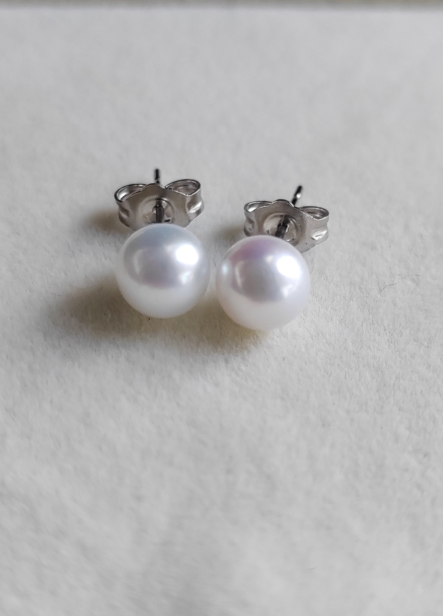 Silver earrings studs genuine freshwater pearls 6-6.5mm