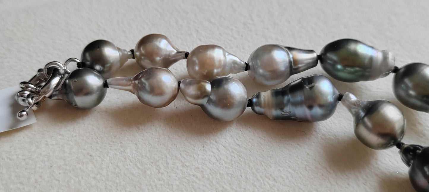 8.3-12.7mm Genuine tahitian south sea pearl baroque necklace