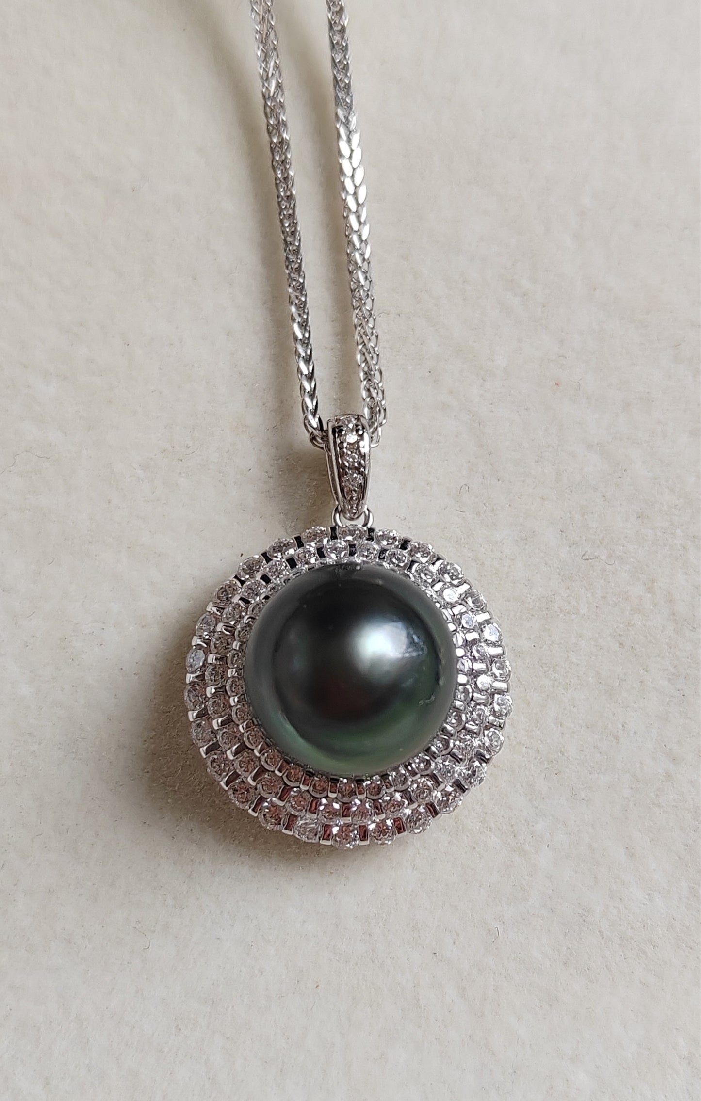 11.6mm Genuine tahitian south sea pearl luxury style necklace silver