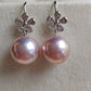 11.4mm Genuine freshwater pearls 'Flowers' earrings