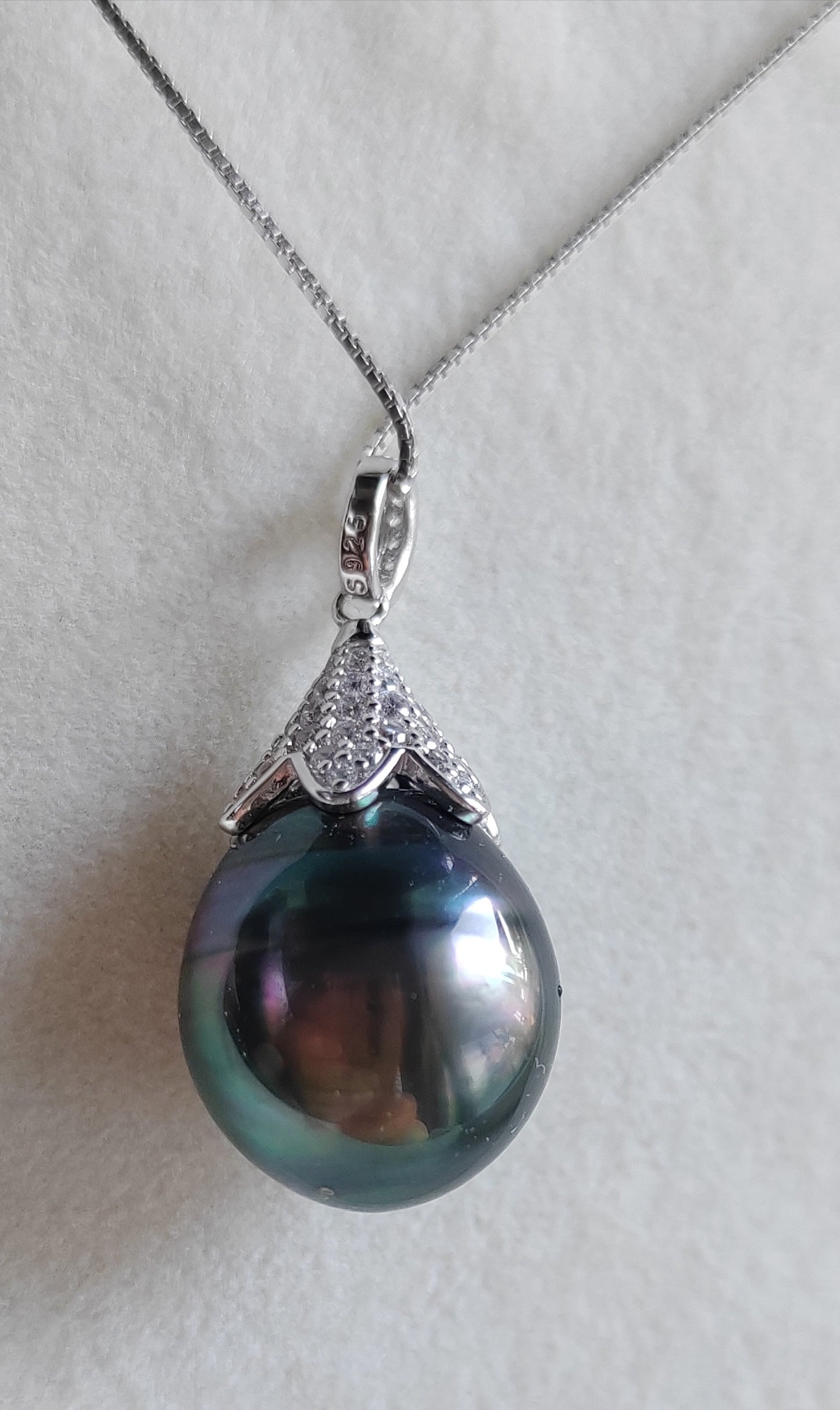 13.3mm Genuine tahitian south sea pearl pendant with chain necklace