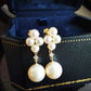 'Little clover' earrings 18k gold diamond genuine Japanese akoya pearl 3.7-8.3mm AAAA