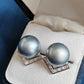 10.3mm Genuine tahitian sea pearls silver earrings