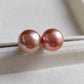 'Chocolate' Pearl earrings studs genuine freshwater pearls 11.8mm