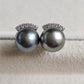 9.3mm Genuine tahitian south sea pearls silver earrings